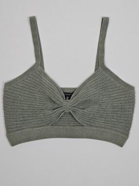 Dynamite Ribbed Twist Front Knit Bralette Sage Green P/S